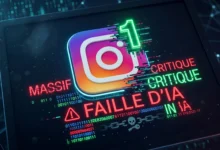Visual de cyber-sécurité pour ActuTech illustrant un piratage massif et une faille critique de l'IA sur Instagram.