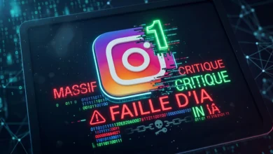 Visual de cyber-sécurité pour ActuTech illustrant un piratage massif et une faille critique de l'IA sur Instagram.