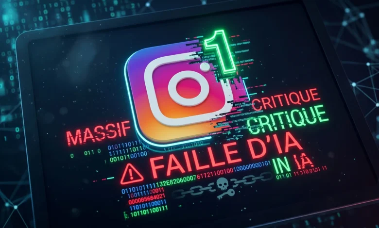 Visual de cyber-sécurité pour ActuTech illustrant un piratage massif et une faille critique de l'IA sur Instagram.